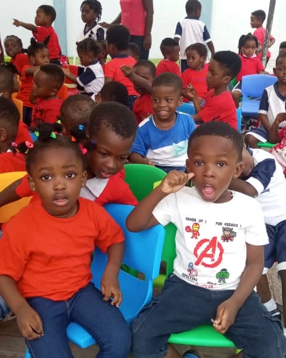 Pupils outside class for color day activity